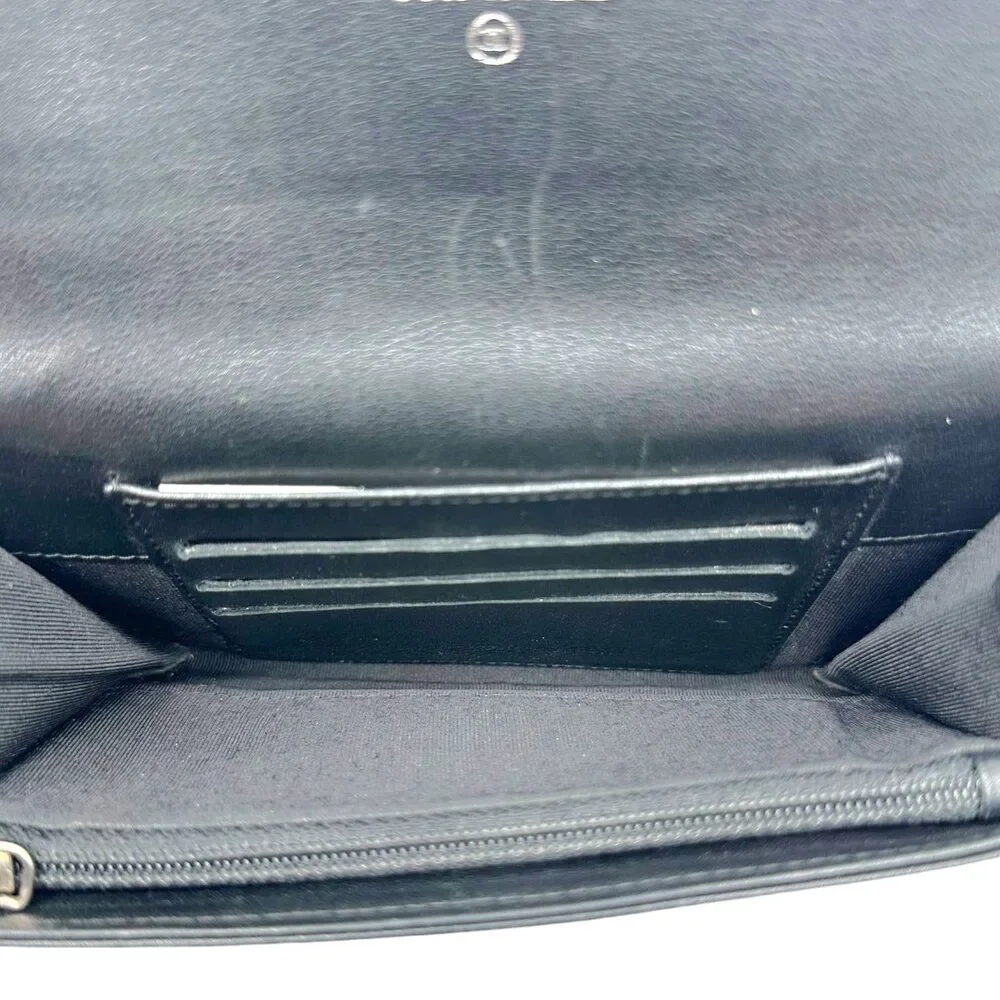Chanel Black Leather Chevron Embroidered Logo Wallet - Picture 4 of 7